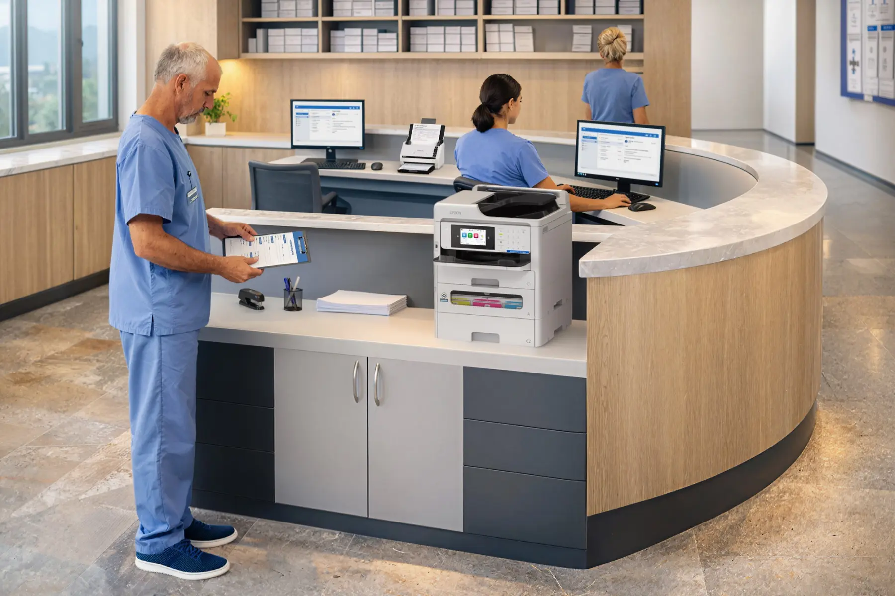 Epson WorkForce Pro EM-C800 in a healthcare workgroup